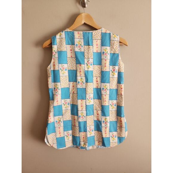 Vintage Retro Housewife Sleeveless Clothespin Shirt Floral 12 M Ship N Shore - Picture 2 of 11